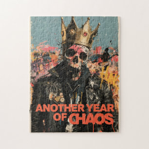 "Another Year of Chaos" Punk Skull King Design Jigsaw Puzzle
