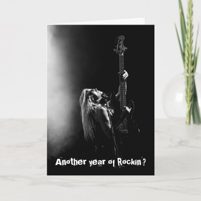 Another Year of Rockin' Bass Guitar Birthday Card (Front)