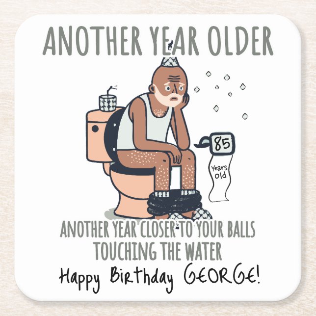"Another year older", 75 Funny birthday gift Square Paper Coaster (Front)