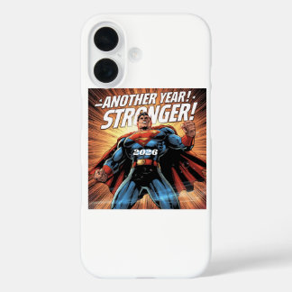 Another Year Stronger! Superhero New Year Design w iPhone 16 Case