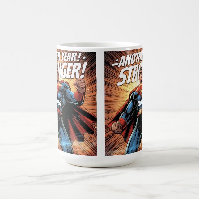 Another Year Stronger! Superhero New Year Design w Coffee Mug (Center)
