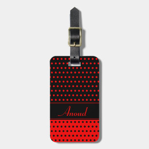 Anoud - Name Template, Stylish Red and Black Dots Luggage Tag