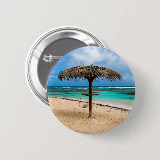 Anse des Rochers beach 6 Cm Round Badge (Front & Back)