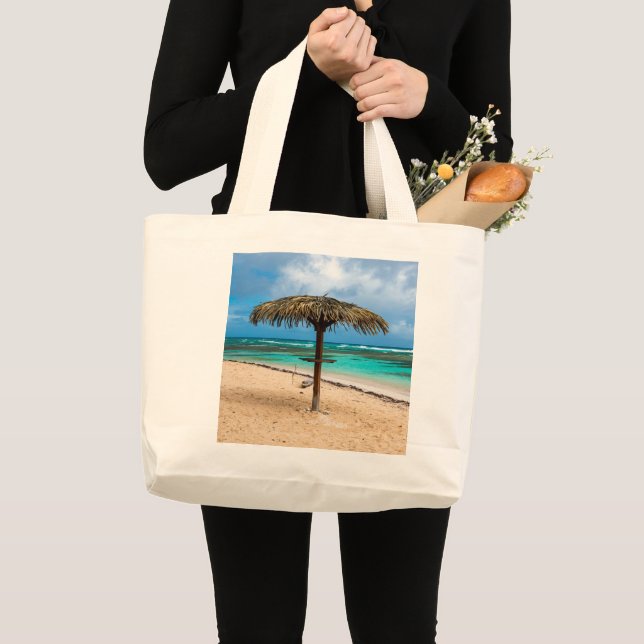 Anse des Rochers beach Large Tote Bag (Front (Product))