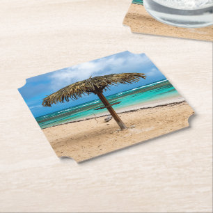 Anse des Rochers beach Paper Coaster