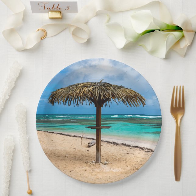 Anse des Rochers beach Paper Plate (Wedding)