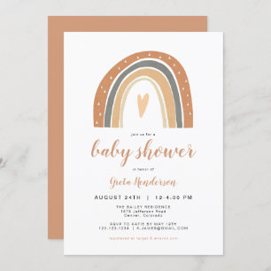 ANSLEY   Bohemian Burnt Orange Rainbow Baby Shower Invitation