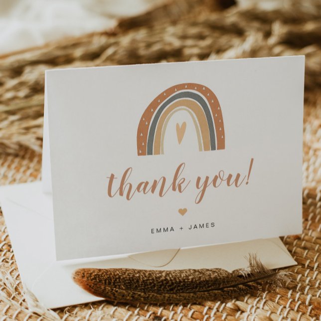 Ansley - Bohemian Burnt Orange Rainbow Thank You Card (Creator Uploaded)
