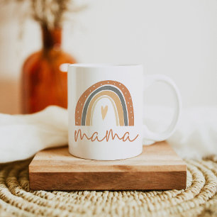 ANSLEY Boho Burnt Orange Rainbow Heart Mama Coffee Mug