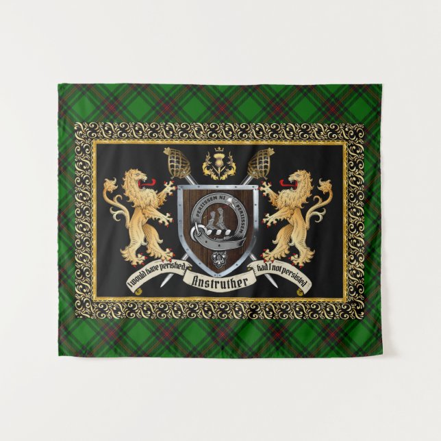 Anstruther Clan Badge & Motto w/Lions  Tapestry (Front (Horizontal))