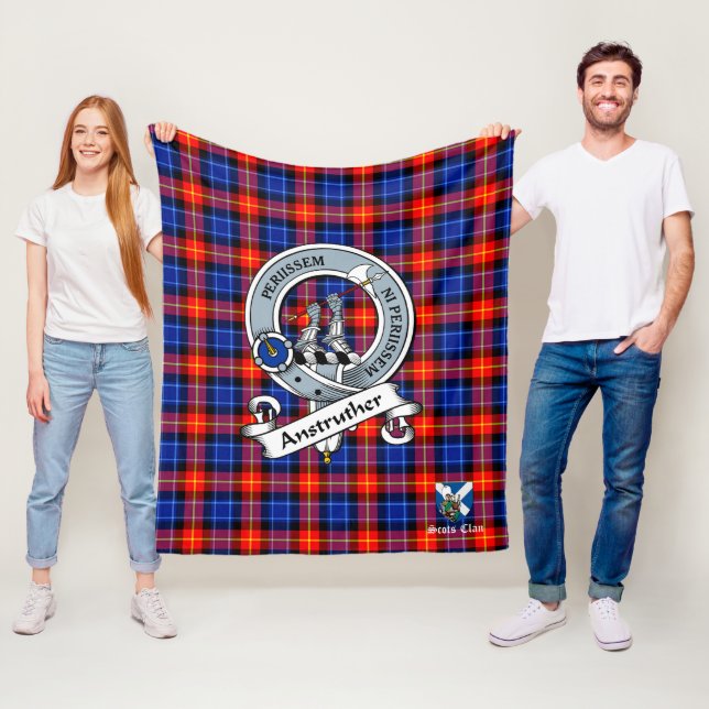 Anstruther Clan Badge Scot Tartan Plaid Fleece Blanket (In Situ)