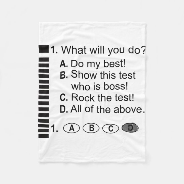 Answer Sheet Rock The Exam School Testing Encourag Fleece Blanket (Front)