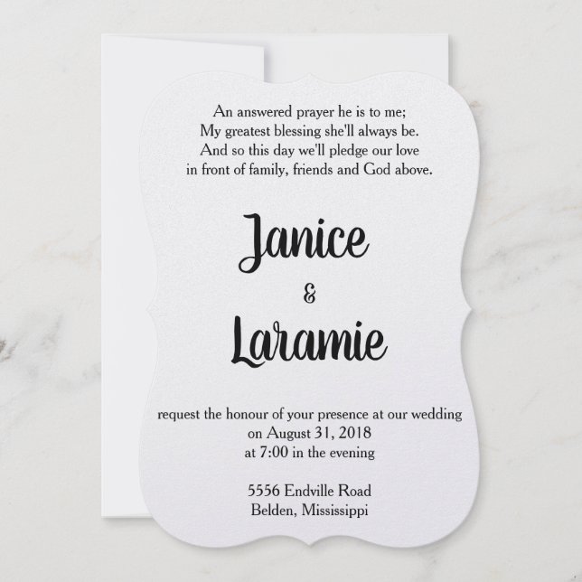 Answer to prayers Wedding Invitation (Front)