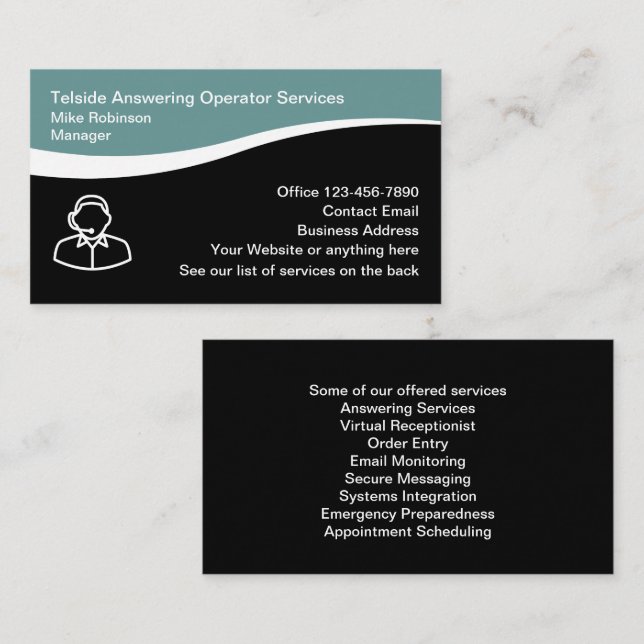 Answering And Operator Services Business Card (Front/Back)