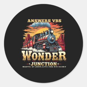 Answers Vbs Wonder Junction Christian Train Theme Classic Round Sticker