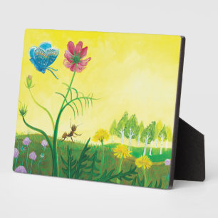 Ant and butterfly on wildflower meadow  plaque
