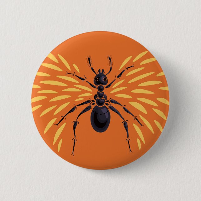 Ant Art Insect Lover Fiery Orange Entomology 6 Cm Round Badge (Front)
