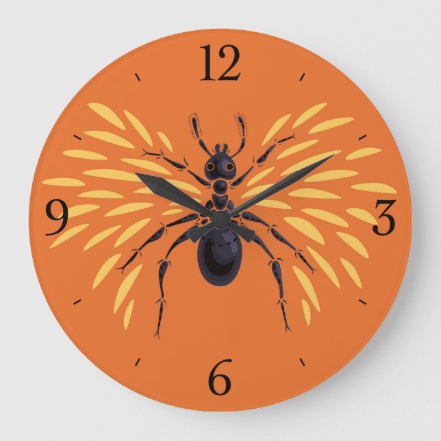 Ant Art Insect Lover Fiery Orange Entomology Large Clock (Front)