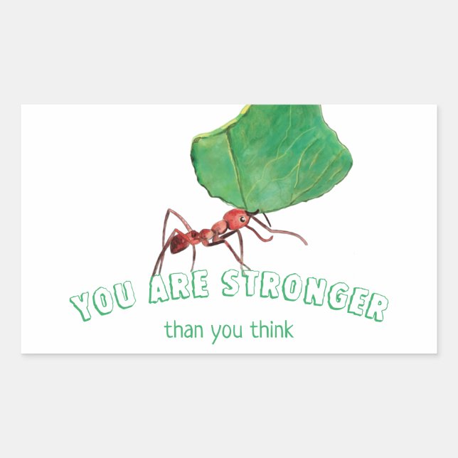 Ant carrying a big leaf   rectangular sticker (Front)