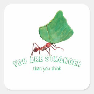 Ant carrying a big leaf square sticker