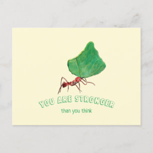 Ant carrying big leaf  - You are Strong  Postcard