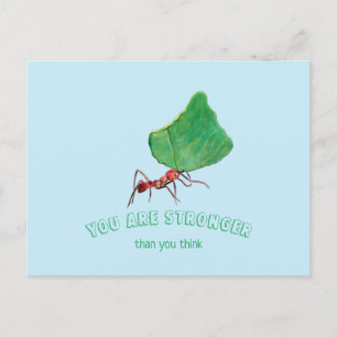 Ant carrying big leaf  - You are Strong  Postcard