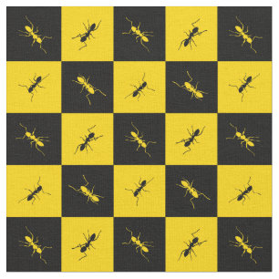 Ant checkerboard black and yellow squares fabric