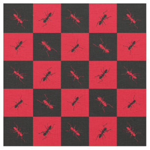 Ant checkerboard red and black squares fabric
