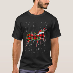 Ant Christmas Santa Hat Cute Animals Xmas Lights T-Shirt