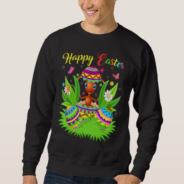Ant Insects   Floral Easter Egg Funny Ant Easter Sweatshirt (Front)