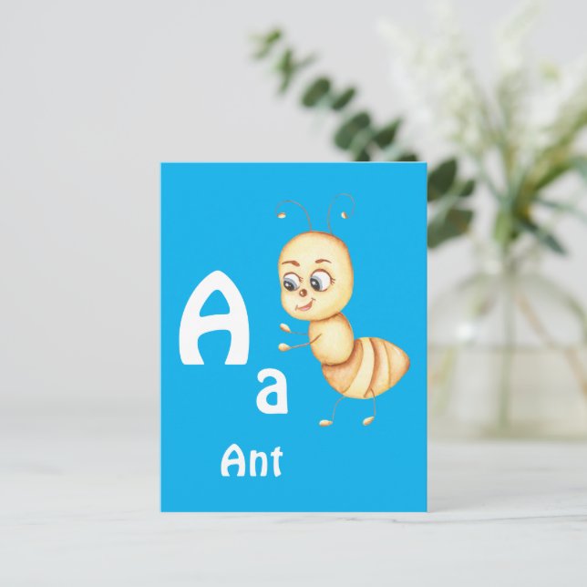 Ant personalise ABC: Letter A - Add Your Name Postcard (Standing Front)
