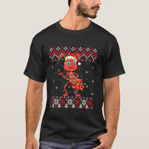 Ant Santa Hat Men Women Kids Ugly Christmas Light  T-Shirt