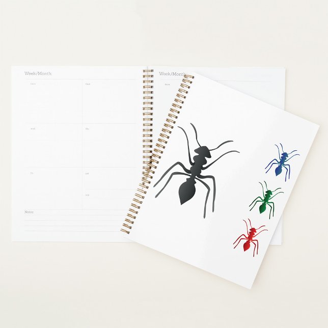 Ant Silhouettes Insects Black Blue Green and Red  Planner (Creator Uploaded)