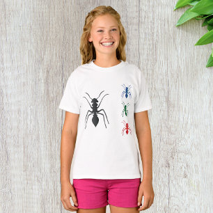 Ant Silhouettes Insects Black Blue Green and Red  T-Shirt