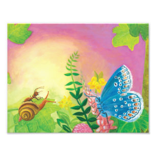 Ant, snail and Chapman's blue butterfly Photo Print