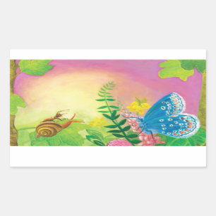 Ant, snail and Chapman's blue butterfly  Rectangular Sticker