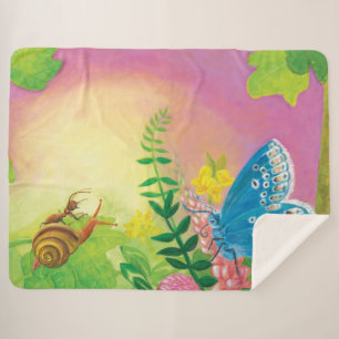 Ant, snail and Chapman's blue butterfly Sherpa Blanket