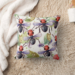 Ant Watercolor Gold Print Cushion