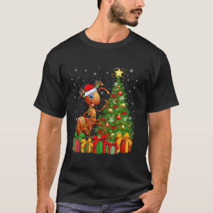 Ant Xmas Tree Lighting Santa Hat Ant Christmas T-Shirt