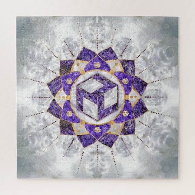 Antahkarana in Lotus Mandala- Amethyst and Pearl Jigsaw Puzzle (Vertical)