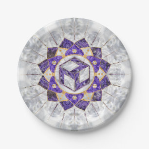 Antahkarana in Lotus Mandala- Amethyst and Pearl Paper Plate