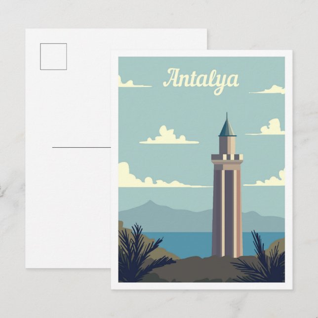 Antalya Turkey Art Travel Illustration Postcard (Front/Back)