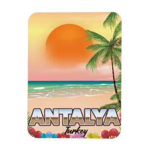 Antalya Turkey beach travel poster Magnet