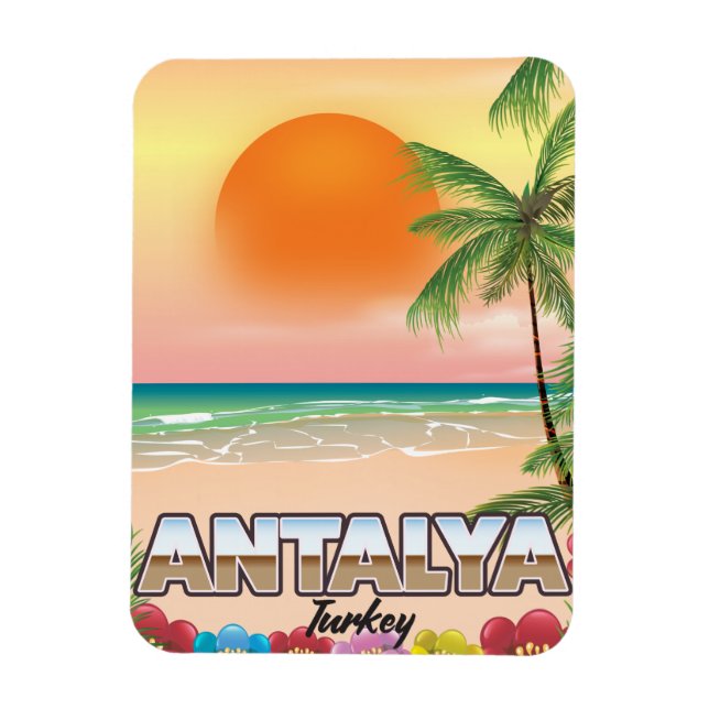 Antalya Turkey beach travel poster Magnet (Vertical)