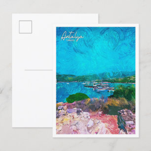 Antalya Turkey Beautiful Oil Paint Landscape Postcard