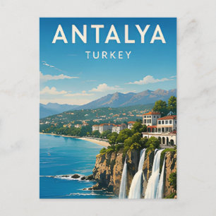 🌊 Antalya Turkey Mediterranean Coast And Waterfal Postcard