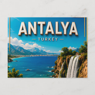 Antalya Turkey Mediterranean Coast Historic Travel Postcard