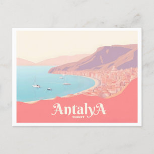 Antalya Turkey Pastel Travel Postcard