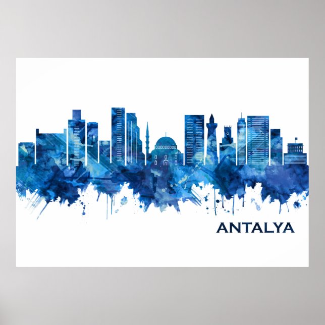 Antalya Turkey Skyline Blue Poster (Front)