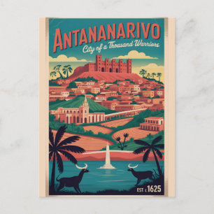 Antananarivo Madagascar Retro Travel Poster Postcard